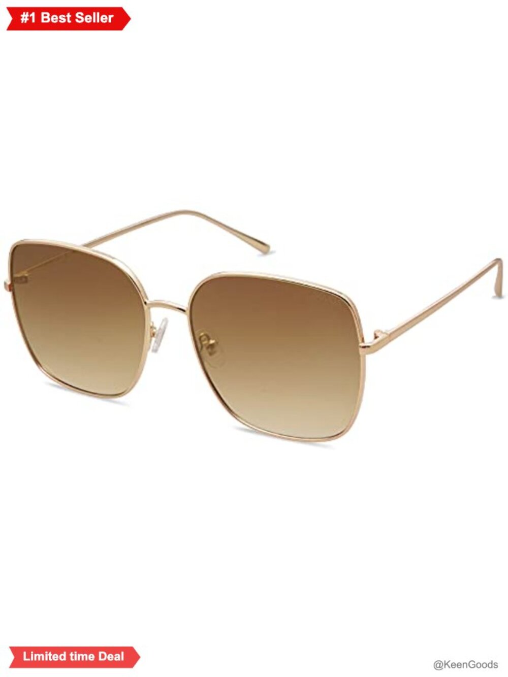 Oversized Square Metal Frame Sunglasses UV400 Full Frame Unisex
